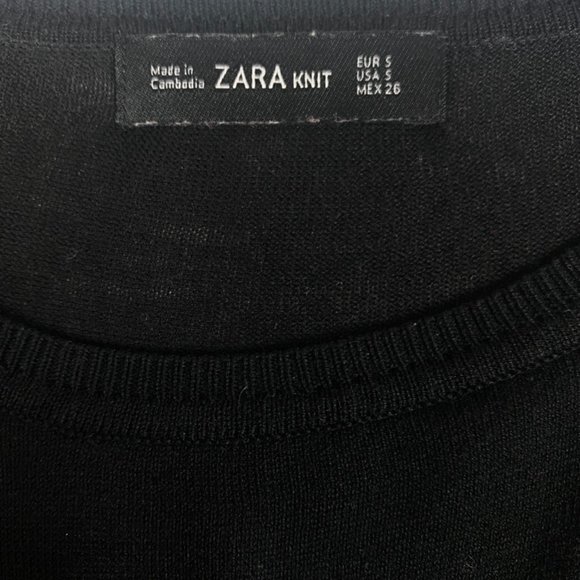 Zara Knit Black and White Draped Layer Long-sleeve Shirt Size Small - Picture 6 of 8
